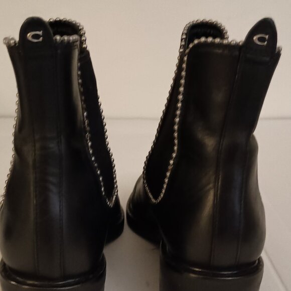 Coach Bowery Beadchain Black Leather Ankle Boots Women’s Size 6.5 B – Very Good - Picture 10 of 16